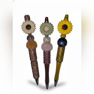 Flower Bling Rhinestone Beaded Pen Set Of 3 🌼🌻